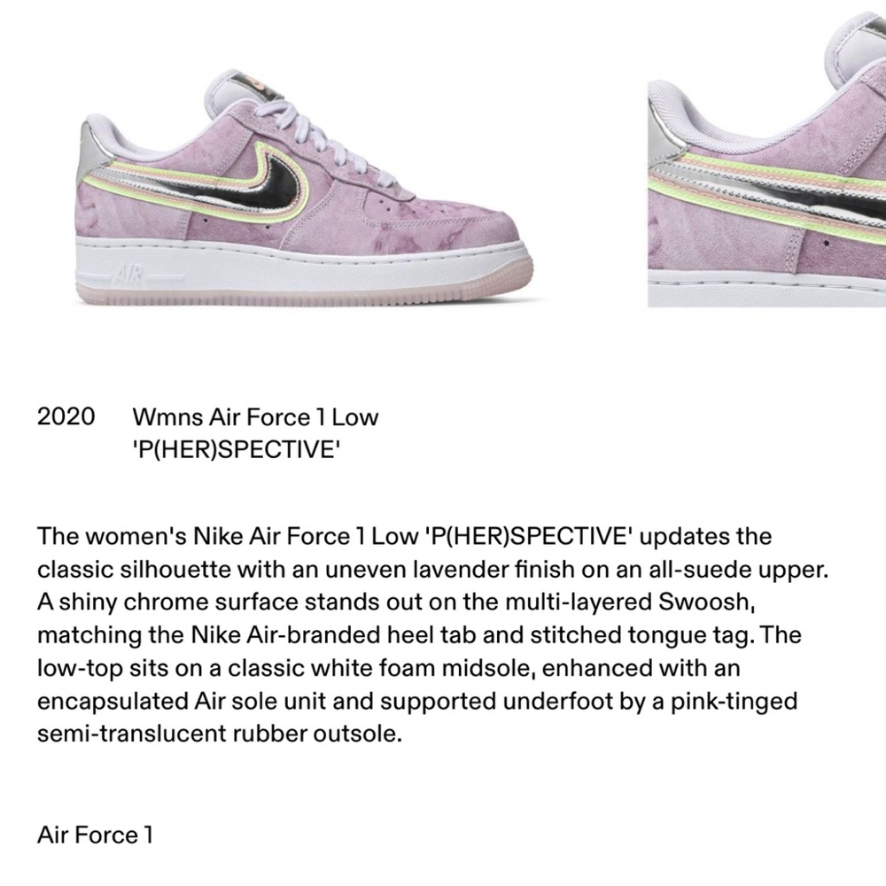 Nike Air Force 1 P(her)spective low Lavendar/Purple Suede Sneakers Size 7 women